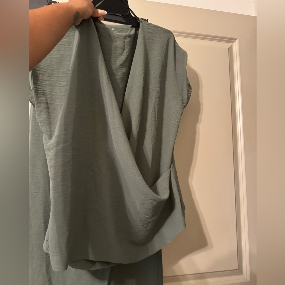 Zara green 2 piece pant set